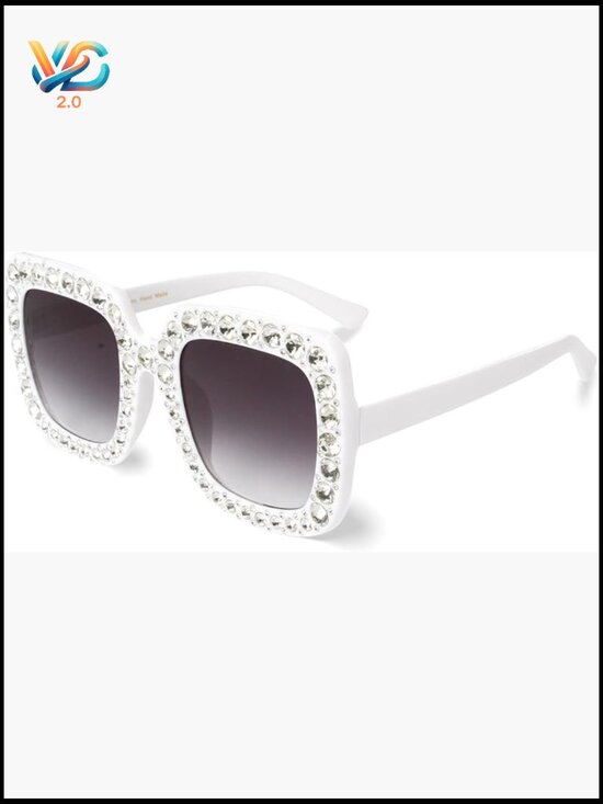 Extra Large Square Rhinestone Sunglasses Bling Sparkly Concert Shades Retro